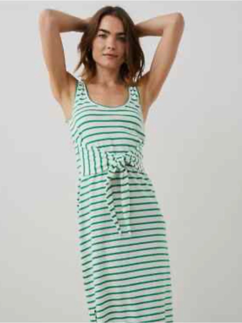 Evereve Green and White Striped Maxi Dress